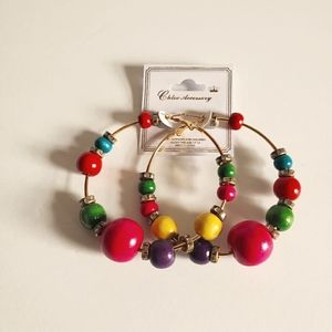 Women's Multi colored Beaded Hoop Earrings